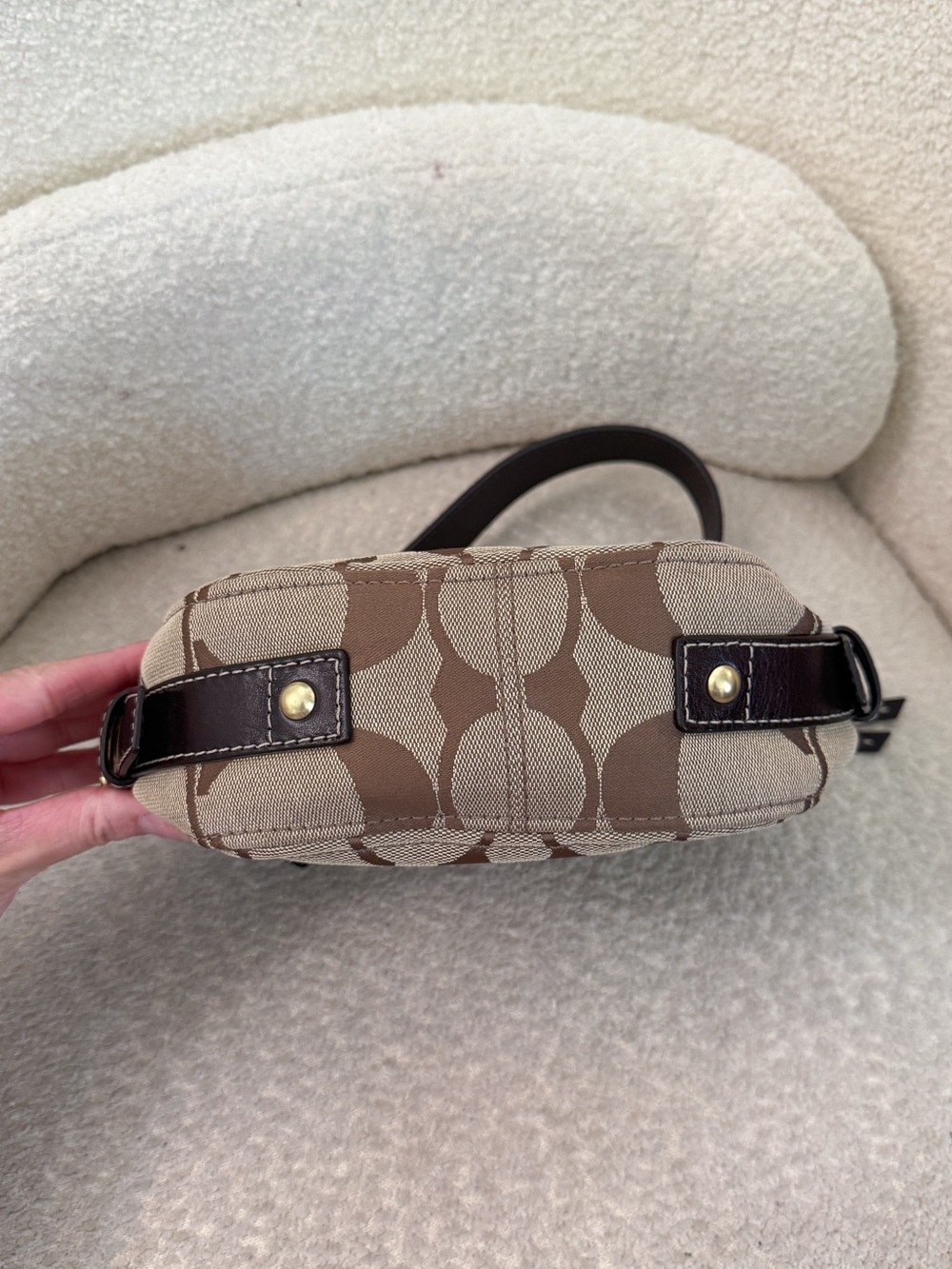 Vintage Coach Signature Canvas Mini Zoe Brown Purse Shoulder Bag Y2K - Picture 5 of 9